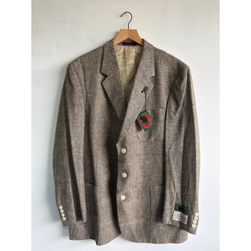 Boston Traders Mens 42R Silk Blazer Hand Woven Sport Coat Tan Brown Poland NWT